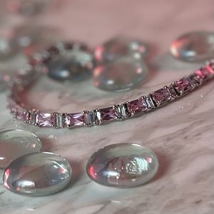 Vintage Sterling Pink and Clear CZ Bracelet